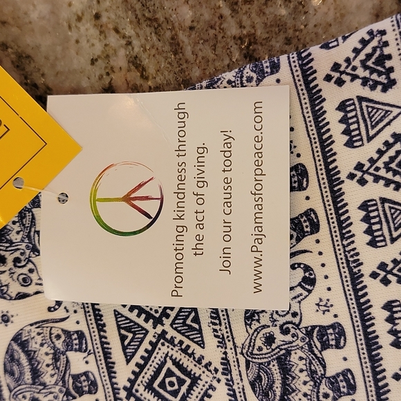 Pajamas For Peace Tranquil Elephant Kids Neutral Organic 2PC Pants Set - Picture 9 of 11